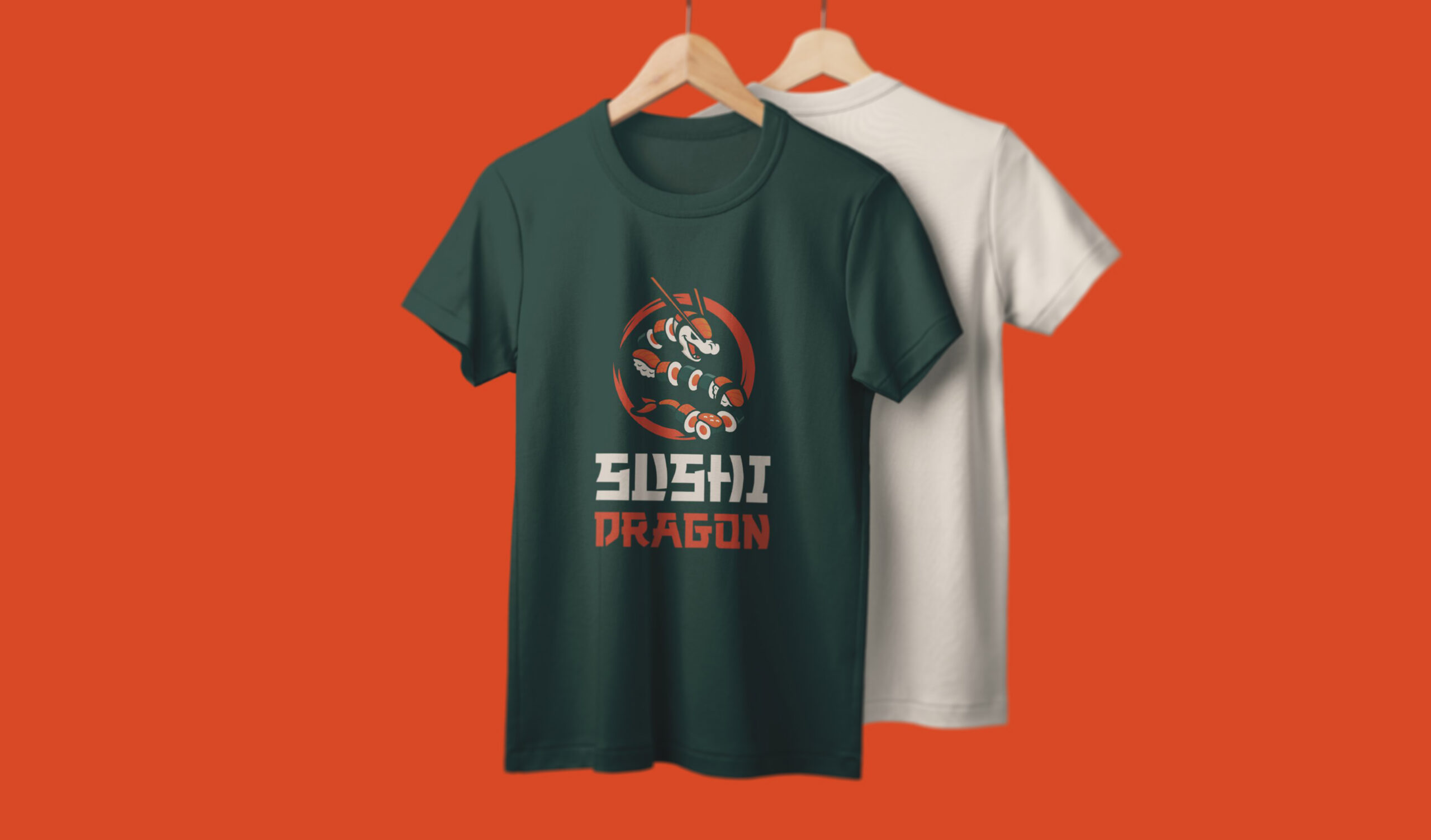 Логотип Sushi Dragon на футболці Umelo Agency